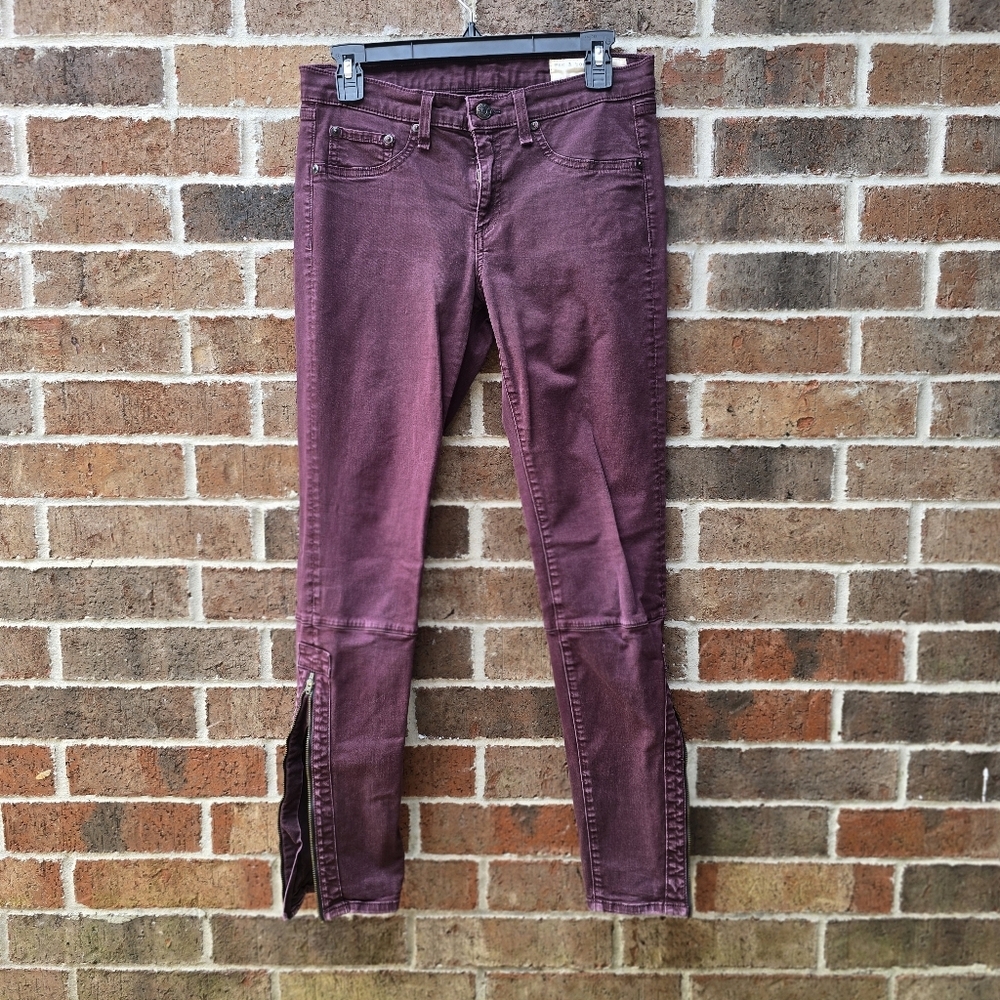 rag & bone Purple Skinny Jeans Zip Ankle Stretch Denim Women’s Size 28 Designer